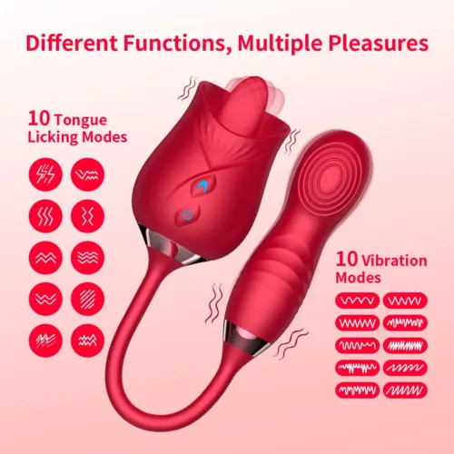 Lickable'Luxury 🌹 Pulsating Thrusting Rose Vibrator - Image 4