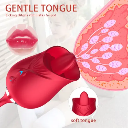 Lickable'Luxury 🌹 Pulsating Thrusting Rose Vibrator - Image 2