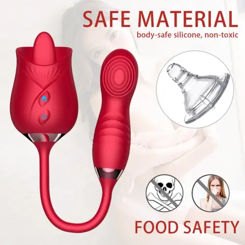 Lickable'Luxury 🌹 Pulsating Thrusting Rose Vibrator - Image 7